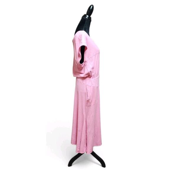 Free People Beach Marlow Pink Cotton Hemp Midi Medium M Cottagecore Boho Dress - Picture 6 of 8